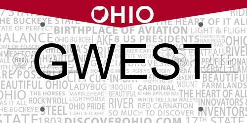 GWEST Ohio License Plate