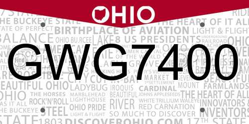 GWG7400 Ohio License Plate
