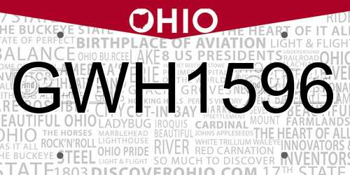 GWH1596 Ohio License Plate