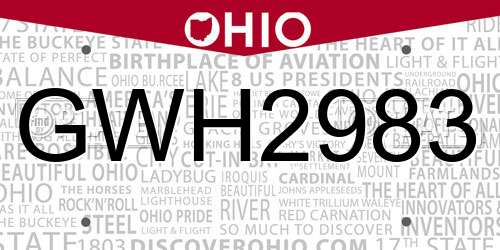 GWH2983 Ohio License Plate