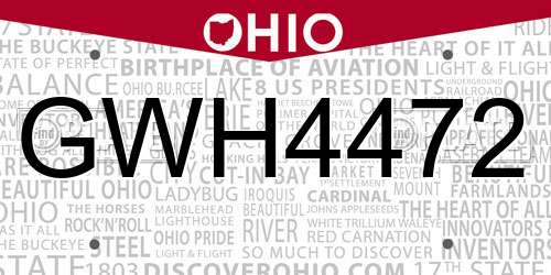 GWH4472 Ohio License Plate