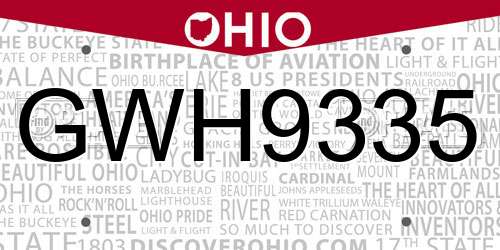 GWH9335 Ohio License Plate
