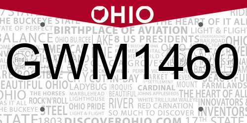 GWM1460 Ohio License Plate