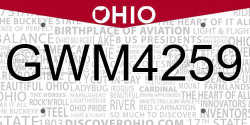 GWM4259 Ohio License Plate