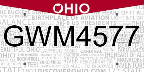 GWM4577 Ohio License Plate