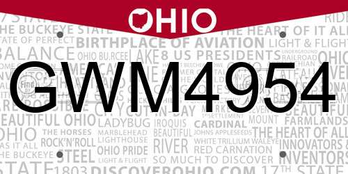 GWM4954 Ohio License Plate