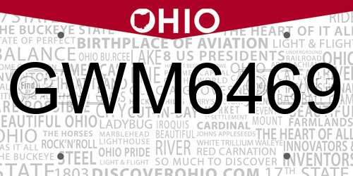 GWM6469 Ohio License Plate