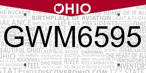 GWM6595 Ohio License Plate