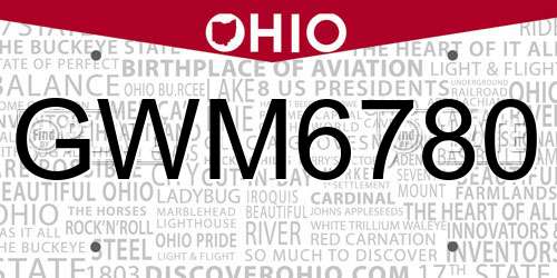 GWM6780 Ohio License Plate