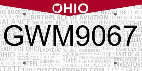 GWM9067 Ohio License Plate