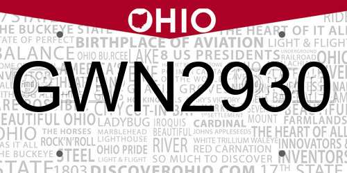GWN2930 Ohio License Plate