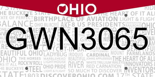 GWN3065 Ohio License Plate