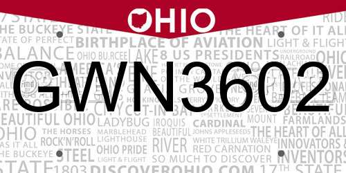 GWN3602 Ohio License Plate