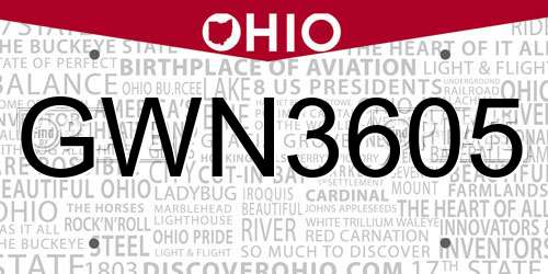 GWN3605 Ohio License Plate