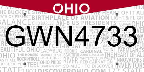 GWN4733 Ohio License Plate