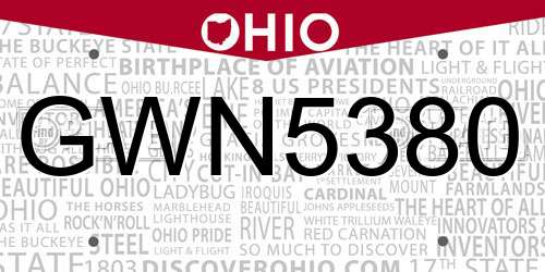 GWN5380 Ohio License Plate