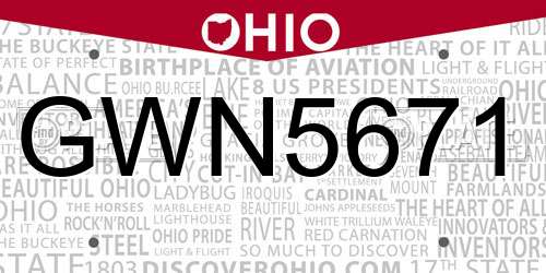 GWN5671 Ohio License Plate