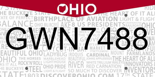 GWN7488 Ohio License Plate