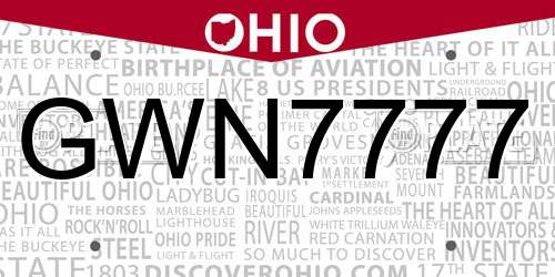 GWN7777 Ohio License Plate