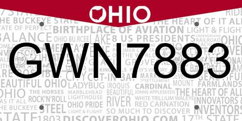 GWN7883 Ohio License Plate