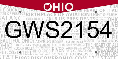 GWS2154 Ohio License Plate