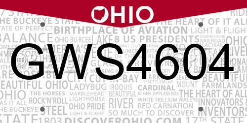 GWS4604 Ohio License Plate