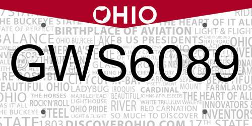GWS6089 Ohio License Plate