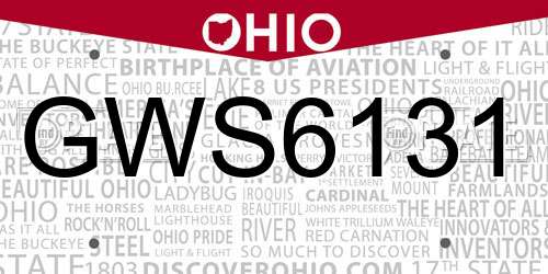 GWS6131 Ohio License Plate
