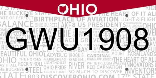 GWU1908 Ohio License Plate