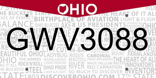 GWV3088 Ohio License Plate