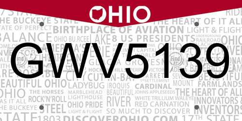 GWV5139 Ohio License Plate