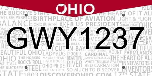 GWY1237 Ohio License Plate