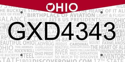 GXD4343 Ohio License Plate