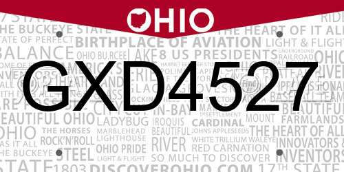 GXD4527 Ohio License Plate