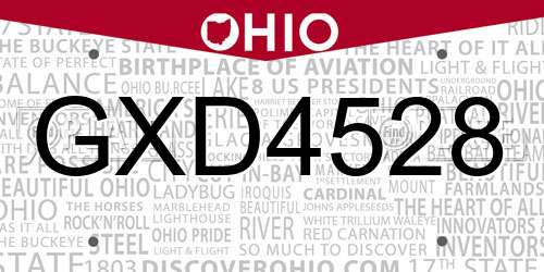GXD4528 Ohio License Plate