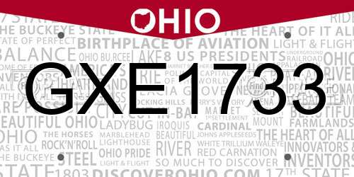 GXE1733 Ohio License Plate