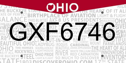 GXF6746 Ohio License Plate