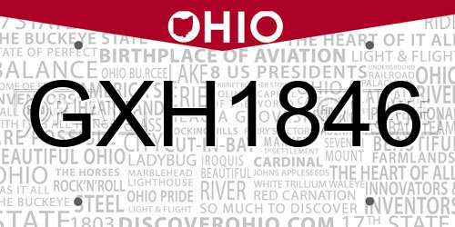 GXH1846 Ohio License Plate