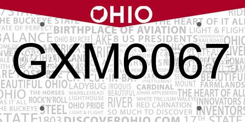 GXM6067 Ohio License Plate