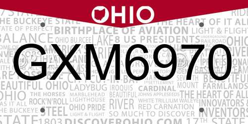 GXM6970 Ohio License Plate