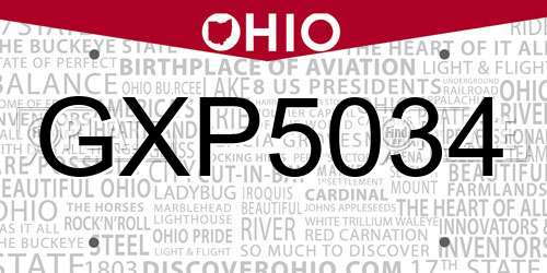 GXP5034 Ohio License Plate