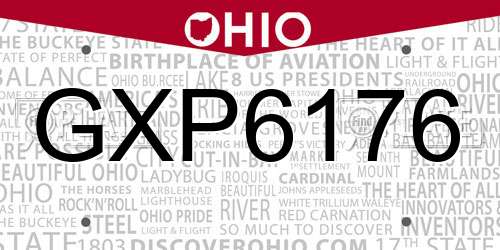 GXP6176 Ohio License Plate