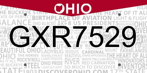 GXR7529 Ohio License Plate