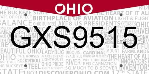 GXS9515 Ohio License Plate