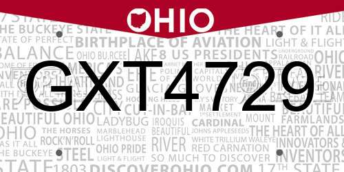 GXT4729 Ohio License Plate
