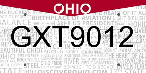 GXT9012 Ohio License Plate
