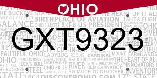 GXT9323 Ohio License Plate