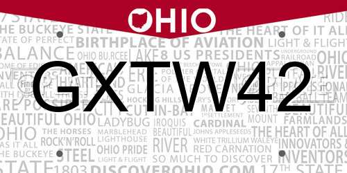 GXTW42 Ohio License Plate