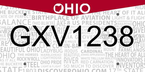 GXV1238 Ohio License Plate