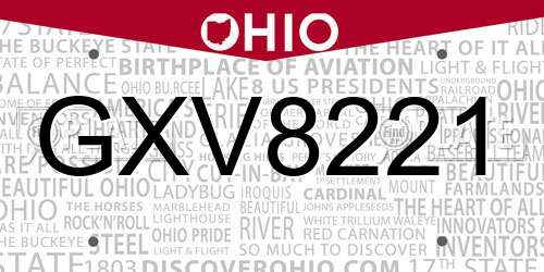 GXV8221 Ohio License Plate